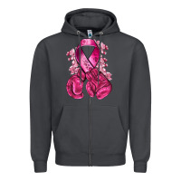 Smoke breast cancer with boxing gloves Zipper Hoodie - NancyCooperArtShop