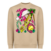 Mushroom Pink Christmas Breast Cancer Ribbon Softball Heavyweight Sweatshirt - BundleAndBundleShop