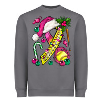 Storm Pink Christmas Breast Cancer Ribbon Softball Heavyweight Sweatshirt - BundleAndBundleShop