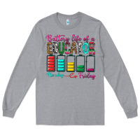 Heather Grey Battery Life Of A Educator Long Sleeve Tee - BundleAndBundleShop