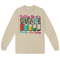 Mushroom Battery Life Of A Educator Long Sleeve Tee - BundleAndBundleShop