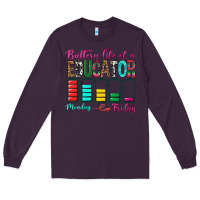 Plum Battery Life Of A Educator Long Sleeve Tee - BundleAndBundleShop
