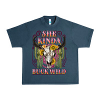 Midnight Navy she kinda buck wild with bull skull Urban Heavy Tee - NancyCooperArtShop
