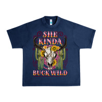 Navy she kinda buck wild with bull skull Urban Heavy Tee - NancyCooperArtShop