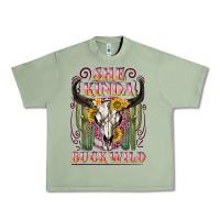 Oil Green she kinda buck wild with bull skull Urban Heavy Tee - NancyCooperArtShop