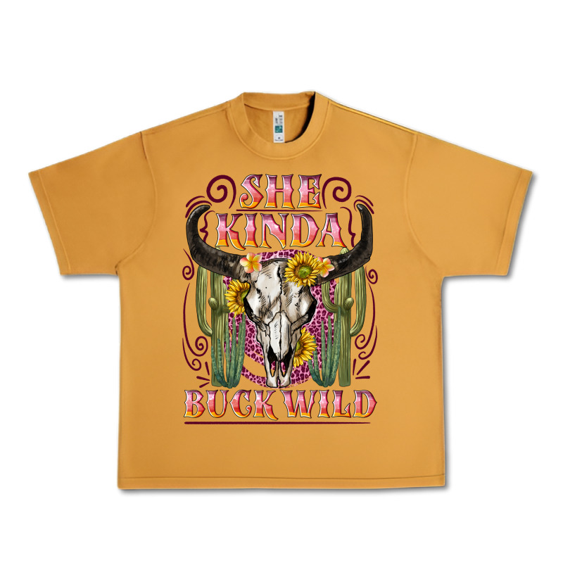 She Kinda Buck Wild With Bull Skull Urban Heavy Tee by NancyCooperArtShop | Teevron