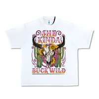 White she kinda buck wild with bull skull Urban Heavy Tee - NancyCooperArtShop