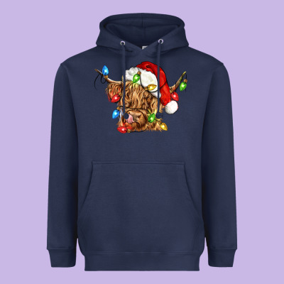 Christmas Heifer Cow Heavyweight Hoodie Designed By Cowgirlartshop