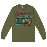Army Green Battery Life Of A lunch Lady Long Sleeve Tee - BundleAndBundleShop