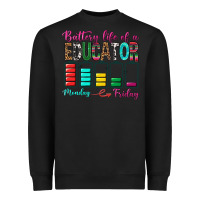 Black Battery Life Of A Educator Heavyweight Sweatshirt - BundleAndBundleShop