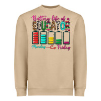 Mushroom Battery Life Of A Educator Heavyweight Sweatshirt - BundleAndBundleShop