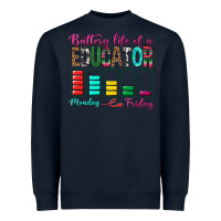 Navy Battery Life Of A Educator Heavyweight Sweatshirt - BundleAndBundleShop