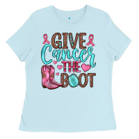 Baby Blue give cancer the boot Ladies Tee - JahusDesignShop