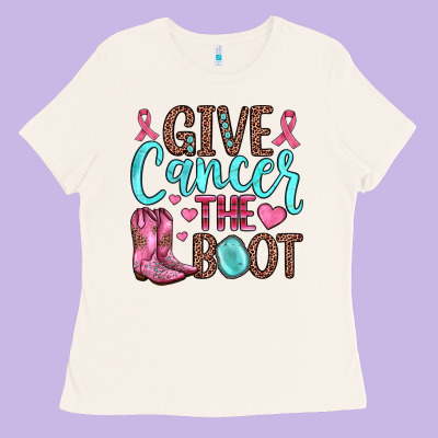 Give Cancer The Boot Ladies Tee Designed By Jahusdesignshop