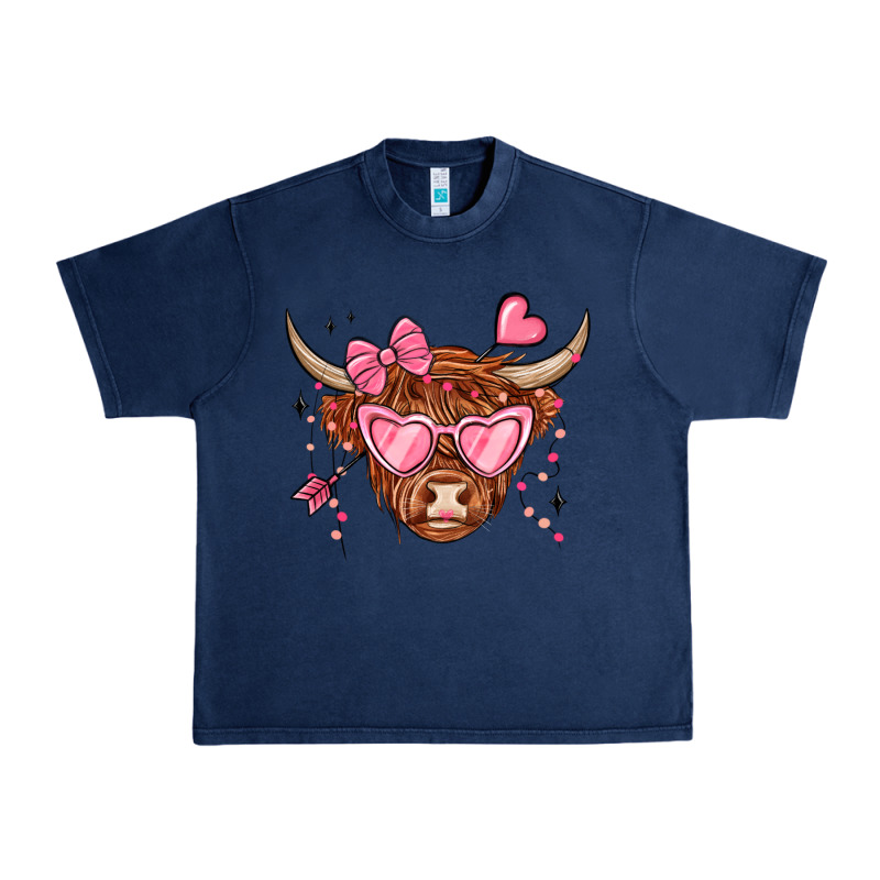 Valentines Day Long Haired Cow Urban Heavy Tee by MaliasSmallBusiness | Teevron