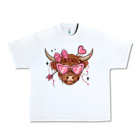White valentines day long haired cow Urban Heavy Tee - MaliasSmallBusiness