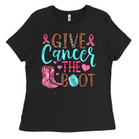 Black give cancer the boot Ladies Tee - JahusDesignShop