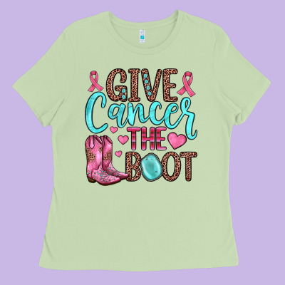 Give Cancer The Boot Ladies Tee Designed By Jahusdesignshop