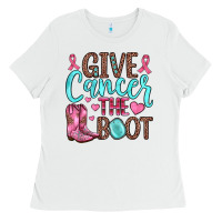 White give cancer the boot Ladies Tee - JahusDesignShop