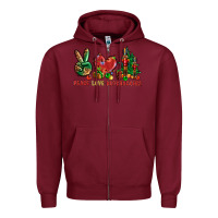 Burgundy Peace love Nutcrackers Zipper Hoodie - NancyCooperArtShop