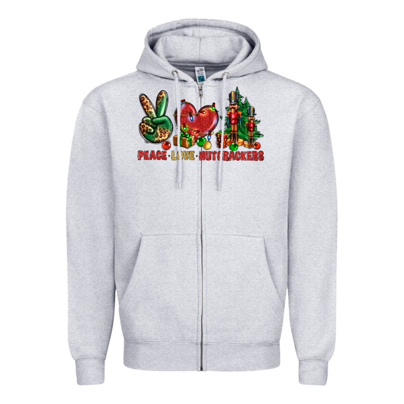 Peace Love Nutcrackers Zipper Hoodie by NancyCooperArtShop | Teevron