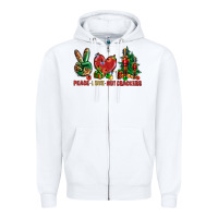 White Peace love Nutcrackers Zipper Hoodie - NancyCooperArtShop