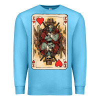 Ocean Blue King Of Hearts Cowboy Premium Sweatshirt - HowdyJamesFarm