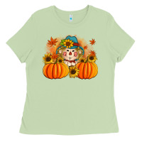Matcha fall scarecrow with pumpkins Ladies Tee - Artiststas