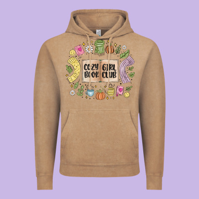 Cozy Book Girl Club Vintage Hoodie Designed By Maliassmallbusiness