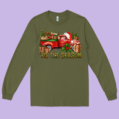 Tis' The Season Christmas Truck Long Sleeve Tee Designed By Bundleandbundleshop
