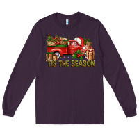 Plum Tis' The Season Christmas Truck Long Sleeve Tee - BundleAndBundleShop