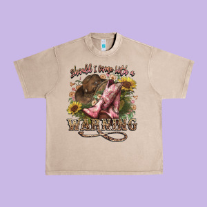 Shouldve Come With A Warning Boots  Cowboy Urban Heavy Tee Designed By Nancycooperartshop