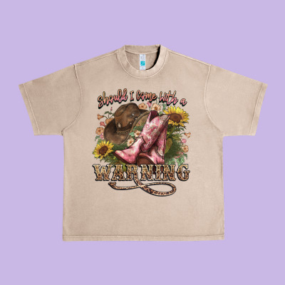 Shouldve Come With A Warning Boots  Cowboy Urban Heavy Tee Designed By Nancycooperartshop