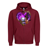 Burgundy Halloween Heart with Witch Zipper Hoodie - texasbilliewilder