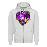 Dove Grey Halloween Heart with Witch Zipper Hoodie - texasbilliewilder
