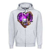 Heather Grey Halloween Heart with Witch Zipper Hoodie - texasbilliewilder