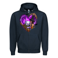 Navy Halloween Heart with Witch Zipper Hoodie - texasbilliewilder