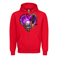 Red Halloween Heart with Witch Zipper Hoodie - texasbilliewilder