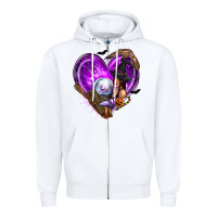 White Halloween Heart with Witch Zipper Hoodie - texasbilliewilder