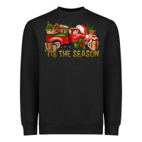 Black Tis' The Season Christmas Truck Heavyweight Sweatshirt - BundleAndBundleShop