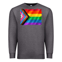 Charcoal Heather Pride flag background Premium Sweatshirt - CowGirlArtShop