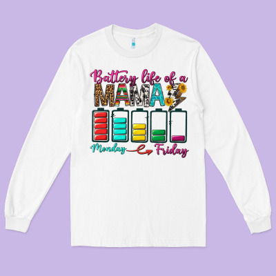 Battery Life Of A Mama Long Sleeve Tee Designed By Bundleandbundleshop