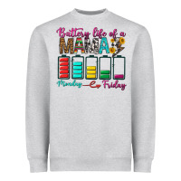 Heather Grey Battery Life Of A Mama Heavyweight Sweatshirt - BundleAndBundleShop