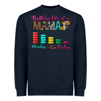 Navy Battery Life Of A Mama Heavyweight Sweatshirt - BundleAndBundleShop