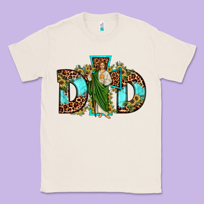Dad San Judas Sunflower Leopard Turquoise Classic Tee Designed By Jahusdesignshop
