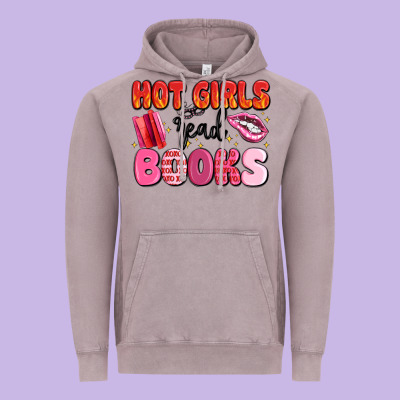 Hot Girls Read Books Vintage Hoodie Designed By Maliassmallbusiness