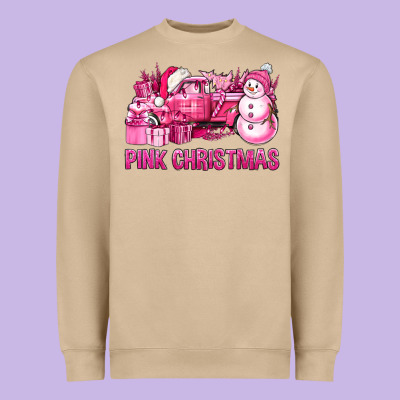Pink Christmas Truck Heavyweight Sweatshirt Designed By Bundleandbundleshop