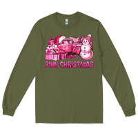 Army Green Pink Christmas Truck Long Sleeve Tee - BundleAndBundleShop