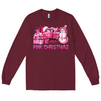 Burgundy Pink Christmas Truck Long Sleeve Tee - BundleAndBundleShop