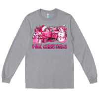 Heather Grey Pink Christmas Truck Long Sleeve Tee - BundleAndBundleShop
